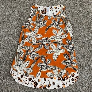 Chico’s Tank Blouse 0 4/6 Orange Black Ivory Reversible Floral Animal Print NWT
